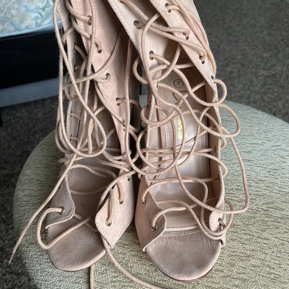 Lulus lace up stacked heel ankle booties - Picture 6 of 10